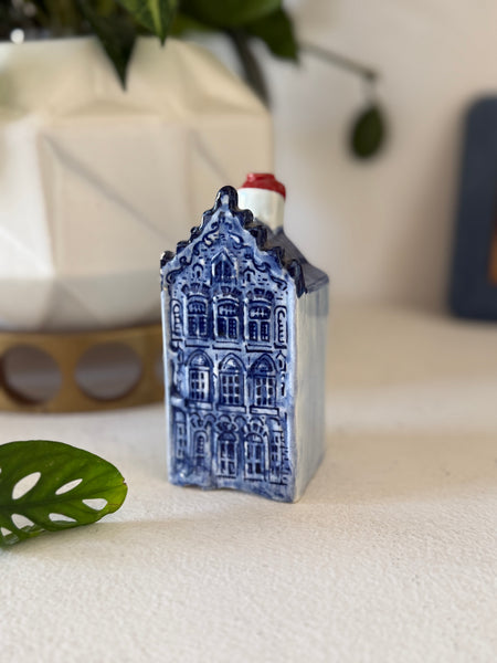 Vintage Blue Delft’s Holland Miniature House - Amsterdam Marriott Hotel (A 8705) - Hand-Painted Ceramic Collectible