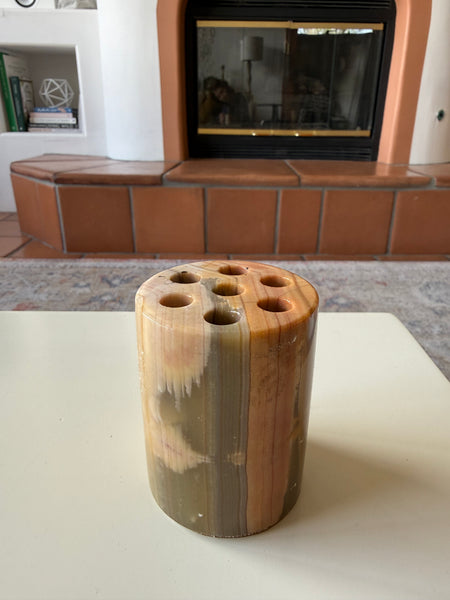 Vintage natural stone marble pencil holder