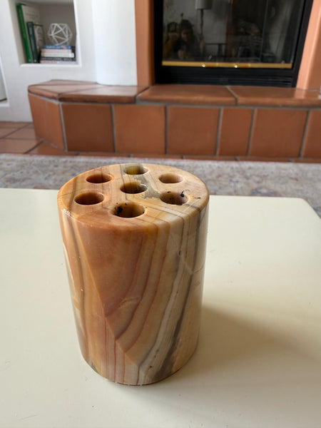 Vintage natural stone marble pencil holder