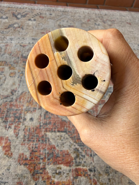 Vintage natural stone marble pencil holder