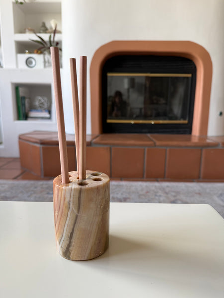Vintage natural stone marble pencil holder