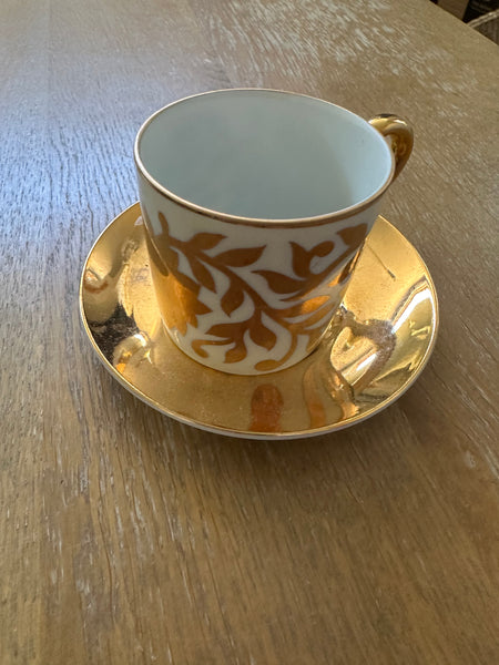 Vintage Small FF Gold Leaf Cup + Saucer - A