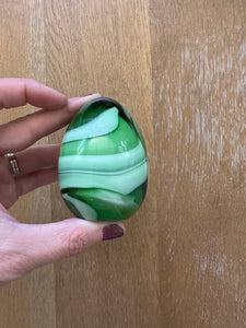 Beautiful Green and White glass egg