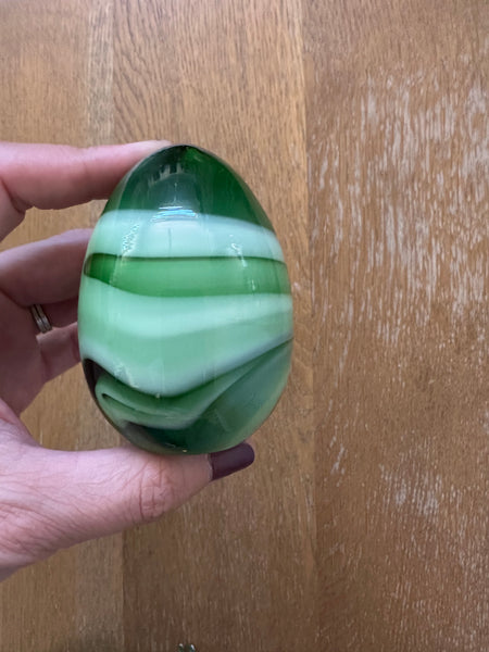 Beautiful Green and White glass egg