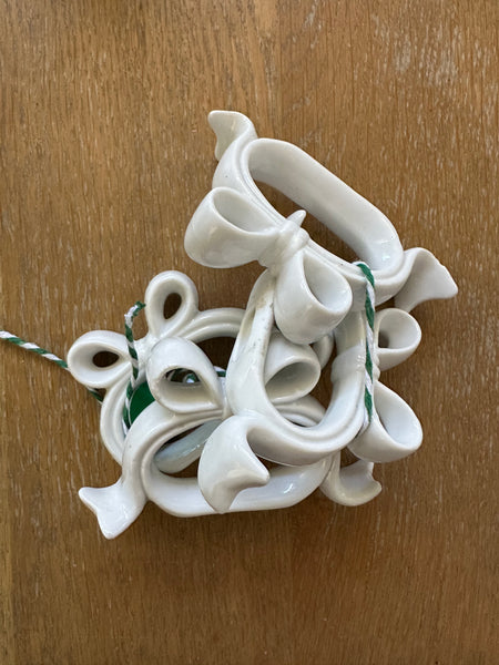 Vintage White Ceramic BOW Napkin Rings