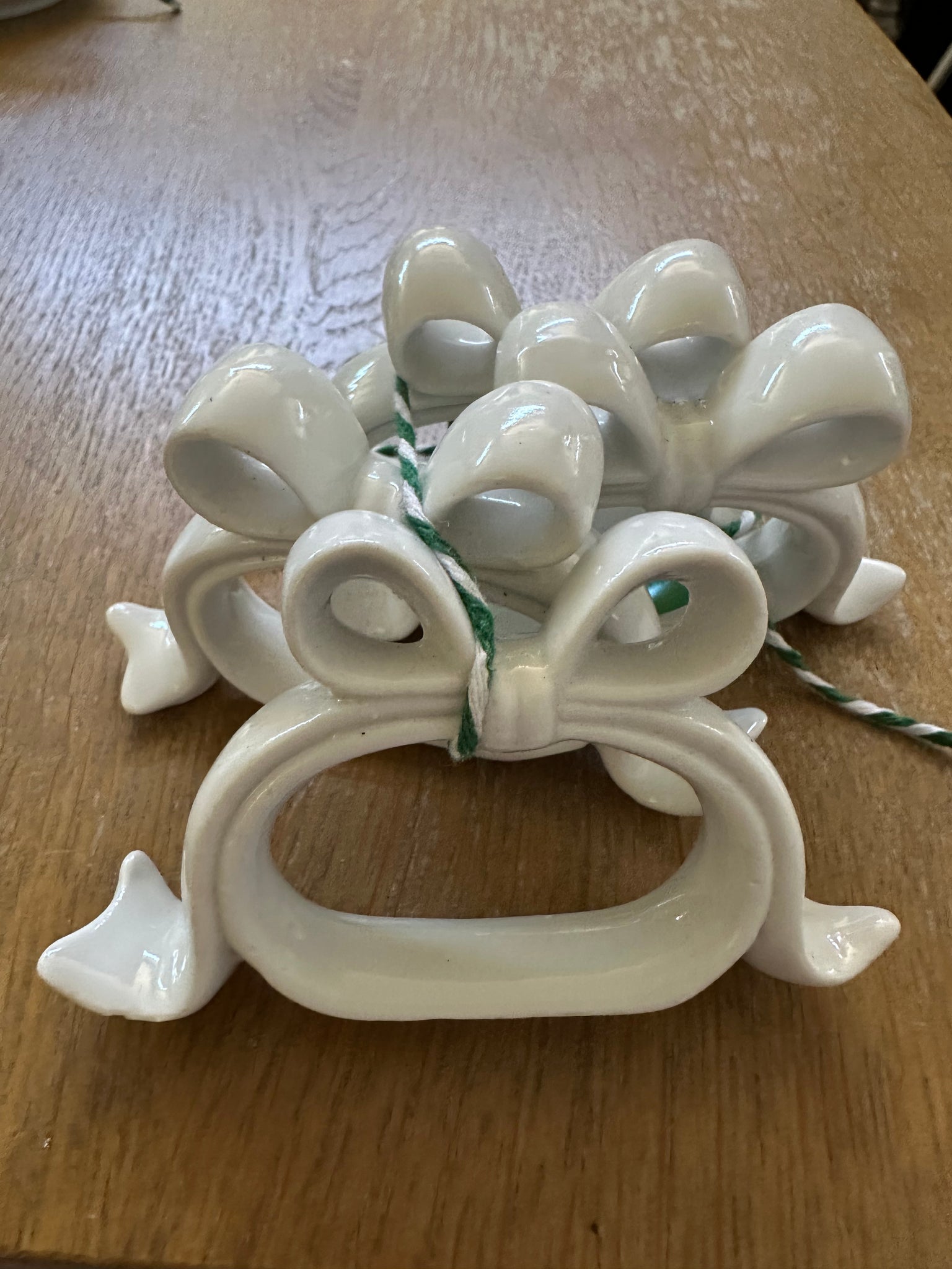 Vintage White Ceramic BOW Napkin Rings