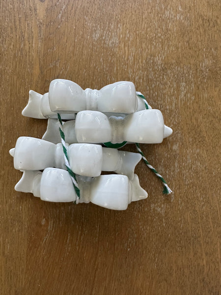 Vintage White Ceramic BOW Napkin Rings