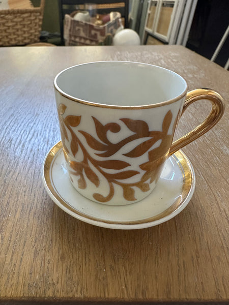 Vintage Small FF Gold Leaf Cup + Saucer - B