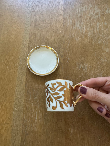 Vintage Small FF Gold Leaf Cup + Saucer - B