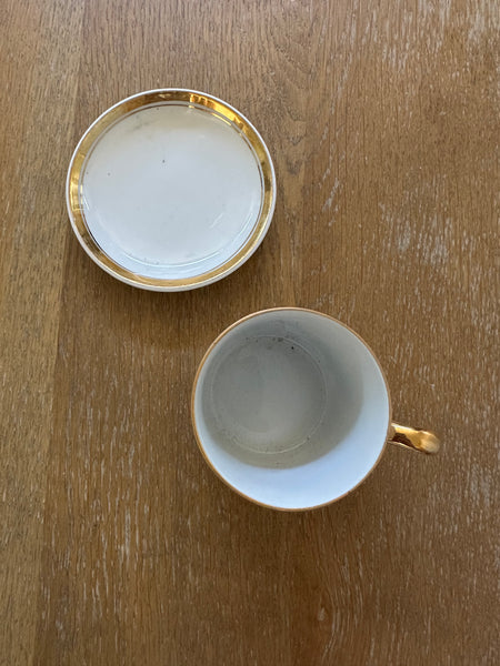 Vintage Small FF Gold Leaf Cup + Saucer - B