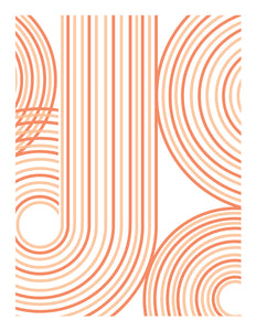 Geometric Round Lines print - Peach + Coral