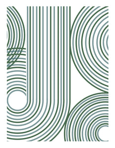 Geometric Round Lines print - Teal + Green